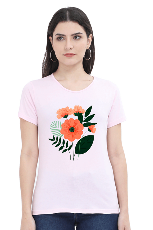 Unisex Classic Crew T-Shirt, pink flower, summer t shirt
